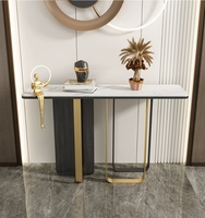 Console d'entrée moderne en marbre de luxe italien, table murale minimaliste pour couloir avec dalle de pierre pour salon