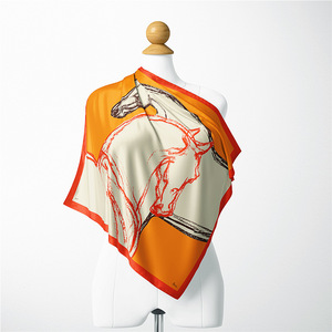 53cm馬のデザイン小さなシルクスカーフスクエアレディネックスカーフヘッドヘアラップ - Product Image 6