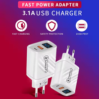 Pengisi Daya USB Tipe C 20W PD QC3.0 dengan Layar Digital untuk Ponsel, Adaptor Pengisi Daya Dinding