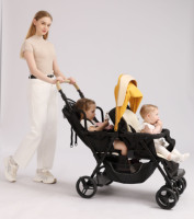 OEM T12 Poussette de voyage pour bébés Nouveau design Poussette double pliable noire Légère et populaire pour les bébés