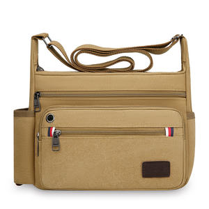 Valtor-Bolso de hombro de lona para hombre, bandolera multicapa de gran capacidad para viajes diarios, Color sólido, YZ1703 - Product Image 5