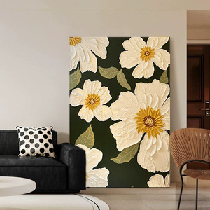 Modern Floral Wall Painting 3D Sandstone Effect Realistic Art For Living Room Sofa Background Decorative Canvas No <b>Frame</b> - Product Image 1