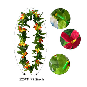 Nouveau hawaïen artificiel Luau fleur feuille soie Tropical coloré collier été piscine fête décorations - Product Image 2