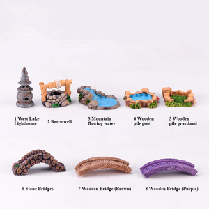 Rétro Résine Ornements Scène Décoration Phare Puits D'eau Piscine Pont Prairie Jardin Ensembles Pour Jardin Maison Bonsaï Décoration - Product Image 3