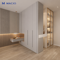 MACIO Armoire d'angle ouverte modulaire grise minimaliste pour la maison intelligente, rangement pour vêtements, pour chambre à coucher, meubles de villa