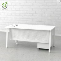Bureau de direction modulaire ultra moderne et durable avec boîte à câbles intégrée et rangement extensible pour usage professionnel