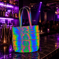 Sac fourre-tout matelassé en nylon, sac à bandoulière holographique irisé, sac à main étanche lumineux pour femme, idéal pour les voyages quotidiens au Japon