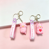 Porte-clés en silicone PVC 3D motif dessin animé, accessoires mignons en forme d'animaux, porte-clés en caoutchouc souple, cadeau, prix d'usine en gros