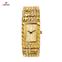 Montre à quartz carrée BELBI pour femme, bracelet en alliage, verre minéral, résistance à l'eau 3 ATM, fermoir bijou, luxe et mode, montre-bracelet 43 mm