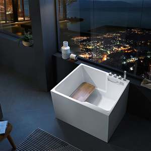 Baignoire autoportante carrée moderne en acrylique blanc avec fonction de massage, design élégant, pour salle de bain intérieure avec drain - Product Image 3