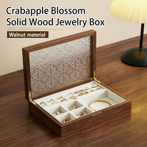 Gegraveerd Milieuvriendelijk Massief Hout Multi-Functionele Ruimte Te Besparen Moderne Fabriek Directe Sieraden Organizer Doos Voor Ringopslag - Product Image 1