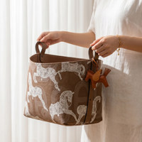 Panier de rangement pour linge domestique à grande capacité, en cuir imprimé rétro à motif cheval, fabriqué en Chine