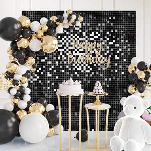 Décorations de fête, d'anniversaire et de mariage : Panneaux de fond scintillants argentés pour mariages et événements, murs de paillettes. - Product Image 5