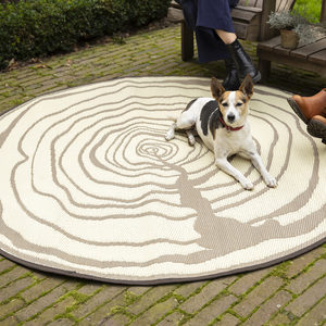Esschert Vente en gros Tapis d'extérieur tissé-Tapis de jardin rond asti blanc/sable/anth, Tapis d'extérieur réversible en plastique avec paille Tapis de patio - Product Image 2