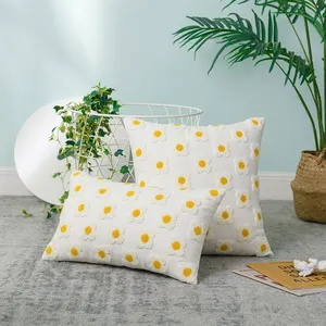 Sarung Bantal Katun Bohemian, Sarung Bantal Lempar Dekorasi Sederhana untuk Sofa Mewah Pola Bunga Aster Umum