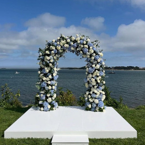 HK-UFA023 Wedding Flower Arch Decoration <b>Artificial</b> Backdrop purple Flower Arch <b>Rose</b> <b>White</b> Flower Arch Black Decorative Stand - Product Image 5