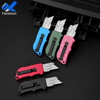 Couteau utilitaire haut de gamme en alliage d'aluminium avec surface dorée, manche détachable, 5 lames à changement rapide, pour auto-défense, DIY, OEM