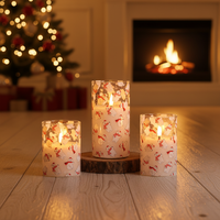 Bougie pilier LED artisanale écologique à piles Meimei avec effet flamme 3D, télécommande, décoration de Noël pour la maison