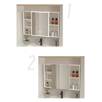 Ensemble de meubles de salle de bain en aluminium gris anthracite avec vasque en céramique, miroir LED et armoire murale de rangement pour projets d'appartements locatifs