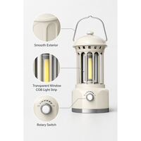 Lanterne de camping rechargeable JD-L800B COB avec variation d'intensité progressive Type-C, interrupteur rotatif, lumière suspendue pour tente extérieure