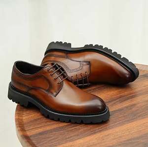 Chaussures Oxford en cuir véritable faites à la main pour hommes, imperméables, antidérapantes, légères, pour mariage, bureau, travail, à enfiler - Product Image 2