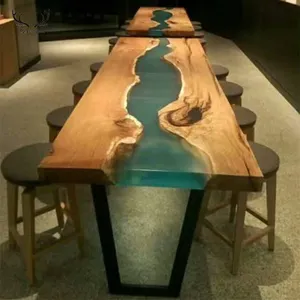 New design epoxy resin table top luxury vintage river table epoxy for living room