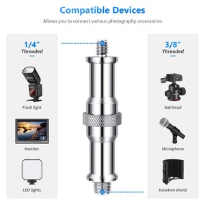 <span class=keywords><strong>Neewer</strong></span> <span class=keywords><strong>2</strong></span>/3 Pièces Standard 1/4 3/8 Métal Mâle Convertisseur Vis Filetée Adaptateur Spigot Stud Caméra Accessoires pour Studio Light - Product Image 2