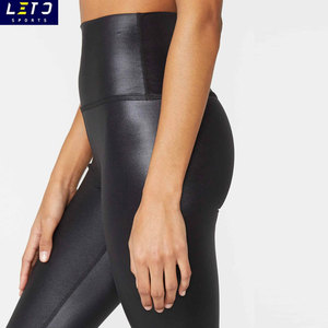 Shiny Active Wear <strong>Wet</strong> <strong>Look</strong> Fabric Liquid High Waist Yoga Pants Butt Lift <strong>Leggings</strong> - Product Image 4