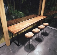 Mobilier industriel et commercial Long Kitchen Restaurant Dining Wooden Island High Bar Table PLUS DESIGN