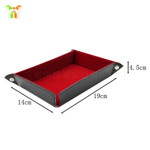 PU leather desktop <b>storage</b> tray, creative <b>folding</b> tray, key tray, velvet-lined <b>storage</b> <b>box</b> - Product Image 3