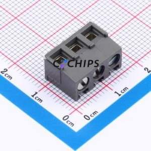 140-A-111/03 Screw Terminal Block Through hole Component (THT),P=5mm Connector 1x3P 5mm Gray Right Angle Insert - Product Image 1