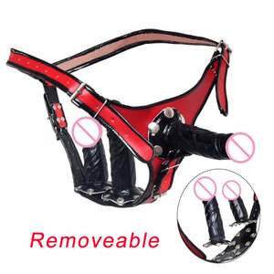 Cinturón de cuero Correa en las bragas del consolador Arnés de pene ajustable Pantalones con correa de doble cabeza Anal Plug Ropa interior para mujeres <span class=keywords><strong>lesbianas</strong></span> - Product Image 2