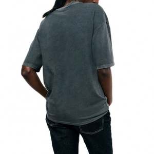 Camiseta de peso pesado con lavado ácido personalizada para mujer, camisetas con serigrafía, fabricantes de ropa personalizados - Product Image 3