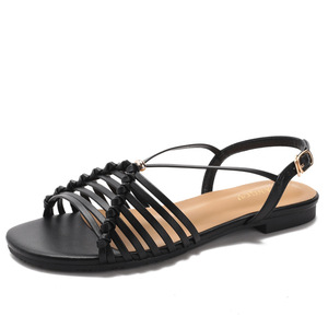 Elegant Gold Flat <b>Sandals</b> With Strappy Design Open Toe Patent Leather Summer Women Shoes Breathable Buckle Closure - Product Image 5