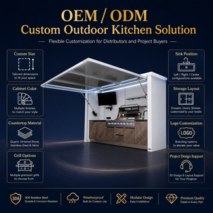 Meubles de cuisine modulaires en acier inoxydable, îlot de cuisson extérieur résistant aux intempéries, <span class=keywords><strong>armoire</strong></span> de cuisine sur mesure avec évier et rangement - Product Image 3