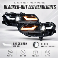 Phare LED séquentiel pour Camaro 2020-2024 LT RS SS ZL1, ensemble de phares fumés noirs, clignotant dynamique ambre, étanche