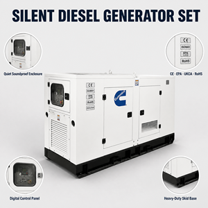 เครื่องกำเนิดไฟฟ้า OEM คัมมินส์ 20kva 30kva 40kva 50kva 30kw ชุดเครื่องกำเนิดไฟฟ้าดีเซล 40kw 50kw ระบายความร้อนด้วยน้ำ เครื่องกำเนิดไฟฟ้าดีเซลแบบเงียบ - Product Image 3