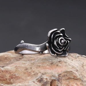 yunnique Gothic Black Rose <b>Ring</b> Stainless Steel Unisex Jewelry Gift Fashion <b>Rings</b> - Product Image 1