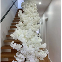 Decoración de Boda con Flores de Cerezo Blancas Puras, Camino de Mesa, Fondo Floral, Arreglo de Hileras de Flores de Seda