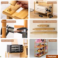 Rak Penyimpanan 3 Tingkat dari Bambu dengan Bilah, Rak Tanaman Terbuka, Unit Rak Bertingkat untuk Penyimpanan di Pintu Masuk dan Kamar Mandi