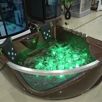 Baignoire de massage en acrylique d'angle Foshan Whirlpool, blanche, pour 2 personnes, avec baignoire à remous, design européen, drain et robinet inclus, hôtels