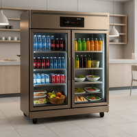Réfrigérateur vitrine verticale à refroidissement par ventilateur, triple porte vitrée, pour supermarché, vente en gros