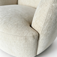 Fauteuil pivotant beige en lin, fauteuil individuel rembourré pour salon