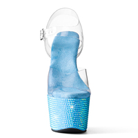 Chaussures de pole dance personnalisées de 7 pouces avec strass, bride de cheville en PU, talons transparents en PVC pour la danse exotique en boîte de nuit