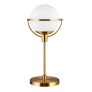 Base de sombra de cristal de globo de oro y bronce negro minimalista, lámpara de mesa de luz de escritorio