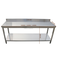Table de travail commerciale à double niveau en acier inoxydable SS304/SS201 avec crédence, pieds de support assemblables, taille personnalisable, pour la restauration