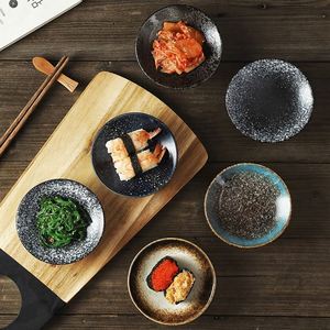 Japanese Style <b>Ceramic</b> Soy Sauce Dish High Foot Retro Porcelain Dessert Snack Cake Appetizer <b>Plates</b> for Home Restaurant Use - Product Image 2