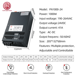 Fuente de Alimentación Conmutada de CC de Alta Potencia 1000W 24V 12V 3V 48V 60V 80V 100V 200V para Automatización Industrial, Iluminación y Seguridad - Product Image 2