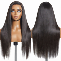 YWhair Perruque Lace Frontale 13x4 Sans Colle, Cheveux Humains Brésiliens Bruts, Perruque Lace Front en Cheveux Vierges avec Cuticules Alignées, Perruque Ultra-Lisse
