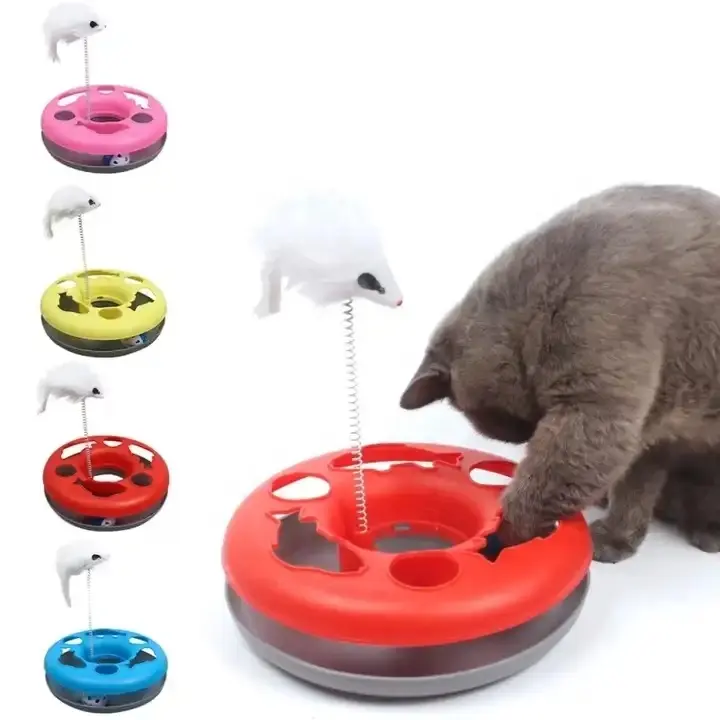 Jouets pour chats pour intérieur jouets interactifs pour chaton pistes à rouleaux avec cataire printemps jouet pour animaux de compagnie avec balles d'exercice Teaser Mouse